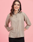 Grey Opaque Casual Buttoned Top