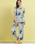 Blue Abstract Printed Top & Trouser