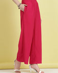 Women Mid-Rise Parallel Trousers
