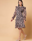 Pink Animal Printed A-Line Dress