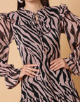 Pink Animal Printed A-Line Dress