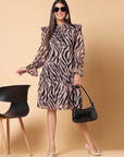 Pink Animal Printed A-Line Dress