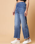 Women Blue Heavy Fade Cotton Denim Jeans