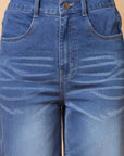 Women Blue Heavy Fade Cotton Denim Jeans