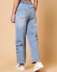 Women Blue Heavy Fade Cotton Denim Jeans