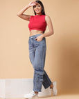 Women Blue Clean Look Mid-Rise Light Fade Cropped Cotton Jeans