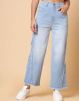 Women Blue Heavy Fade Mid-Rise Clean Look Cotton Jeans