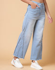 Women Blue Heavy Fade Mid-Rise Clean Look Cotton Jeans