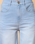 Women Blue Heavy Fade Mid-Rise Clean Look Cotton Jeans