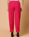 Women Pink Solid Pleated Trouser