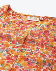 Orange Floral Printed Casual Buttoned Top