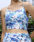 Shoulder Strap Printed Top With Palazzo Co-Ord Set blue