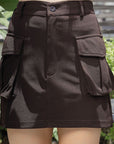 Solid A-Line Mini Skirt coffee-brown