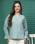 Women Opaque Striped Casual Buttoned Top