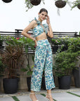 Printed Top With Trousers Co-Ord Set blue