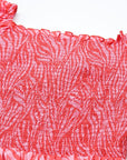 Pink Smocked Printed Fit Flare Dress