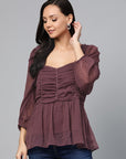 Mauve Dobby Weave A-Line Top