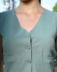 V-Neck Sleeveless Co-Ords sea Green
