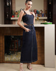 Shoulder Strap Neck Cotton Top With Skirt Co-Ords blue