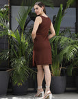 Round Neck Sleeveless Dress brown