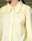 Yellow Regular Sleeves Above the Keyboard Collar Women Standard Opaque Casual Buttoned Top