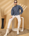 Women Blue Floral Opaque Casual Buttoned Top