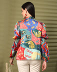 Women Multi Floral Opaque Printed Casual Buttoned Top