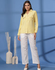Yellow Women Opaque Casual Buttoned Top
