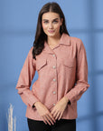 Pink Women Open Front Jacket