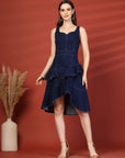Women Ruffled A-Line Midi Dress
