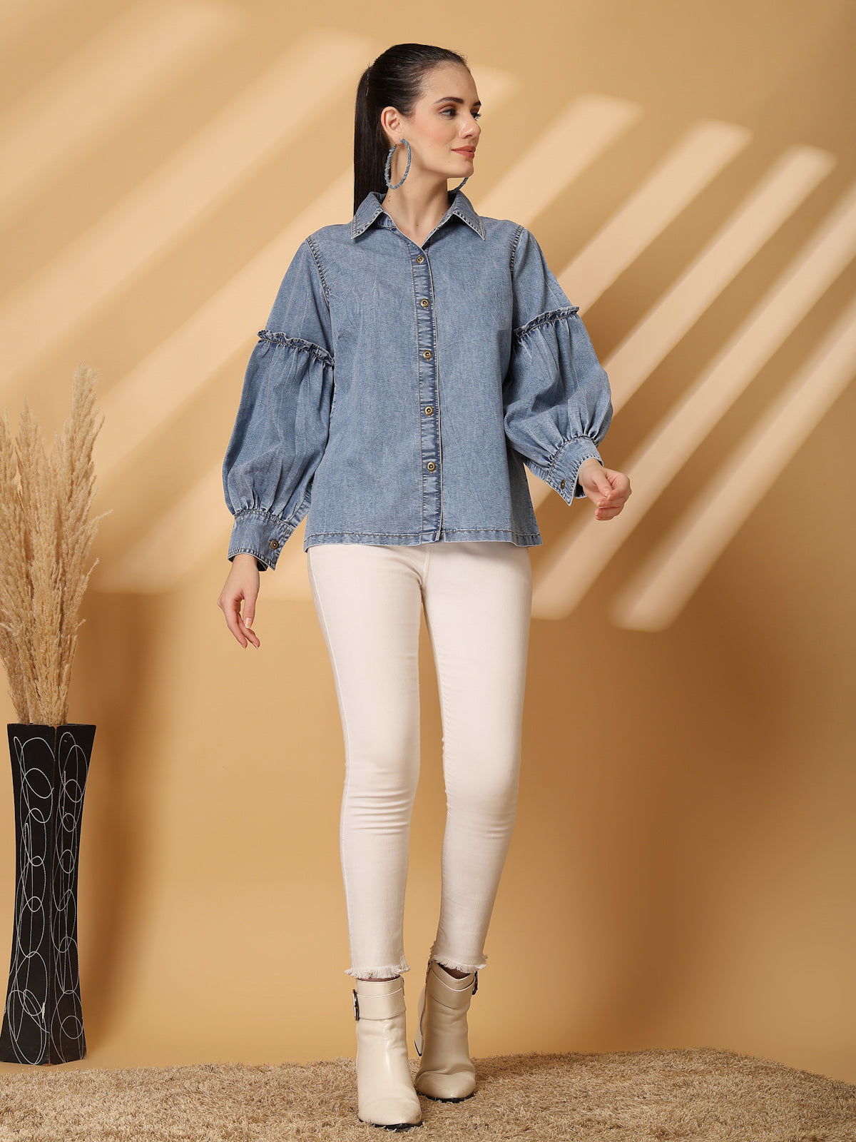 Floral Opaque Printed Casual Buttoned Top