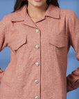 Pink Women Open Front Jacket