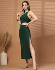 Women Sheath Midi Green Dress