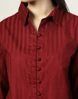 Women Maroon Casual Buttoned Top