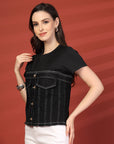 Women Colourblocked Cotton Top