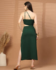 Women Sheath Midi Green Dress