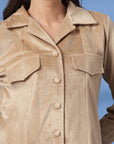 Beige Women Open Front Jacket