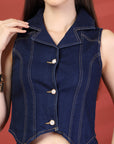 Women Blue Top With Trouser Co-Ords Set