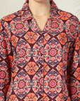 Multicoloured floral printed opaque Casual Buttoned Top