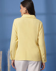 Yellow Women Opaque Casual Buttoned Top