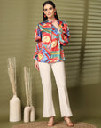 Women Multi Floral Opaque Printed Casual Buttoned Top