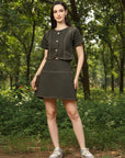 Women Round Neck Top With Skirt Co-Ords