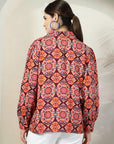 Multicoloured floral printed opaque Casual Buttoned Top
