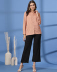 Pink Women Opaque Casual Buttoned Top