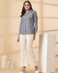 Grey Women Open Front Jacket