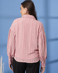 Pink Women Opaque Casual Buttoned Top