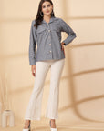 Grey Women Open Front Jacket