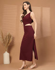 Women Sheath Midi Maroon Dress
