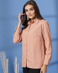 Pink Women Opaque Casual Buttoned Top