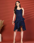 Women Ruffled A-Line Midi Dress
